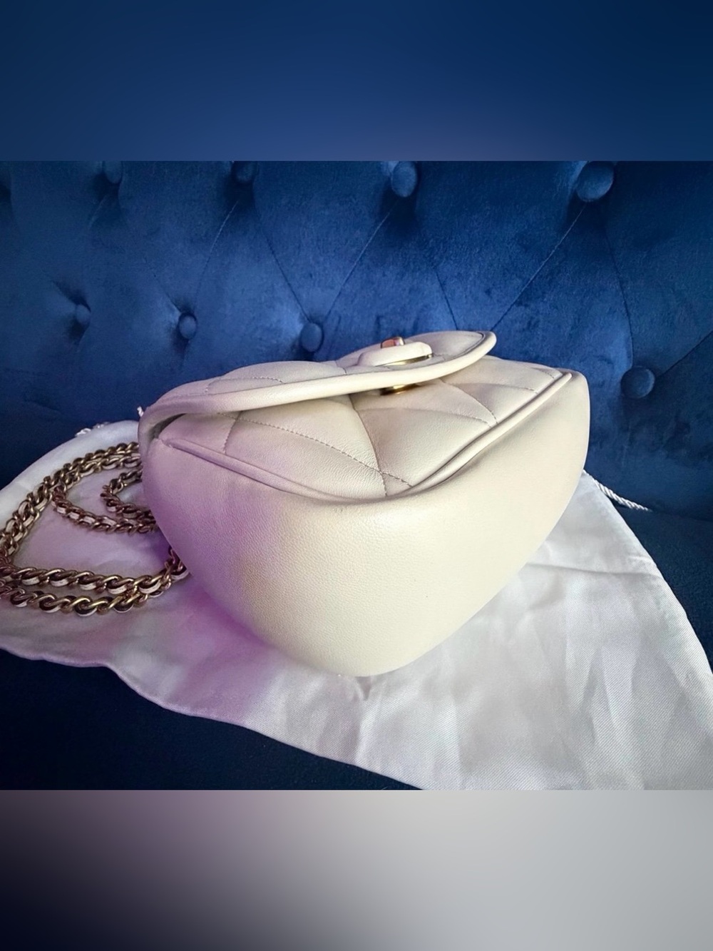 COACH Quilted Madison Chain Shoulder Bag in Cream - Picture 6 of 7